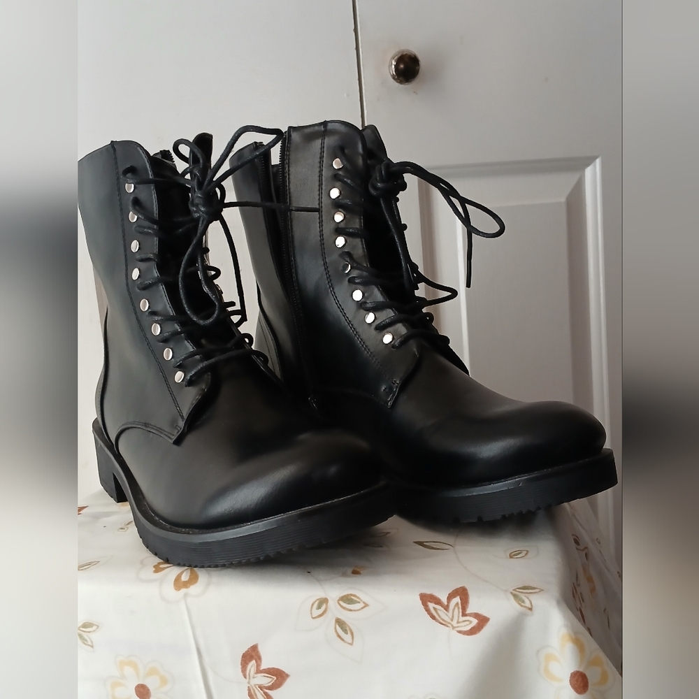 Katliu Combat Boots Black Women's 10